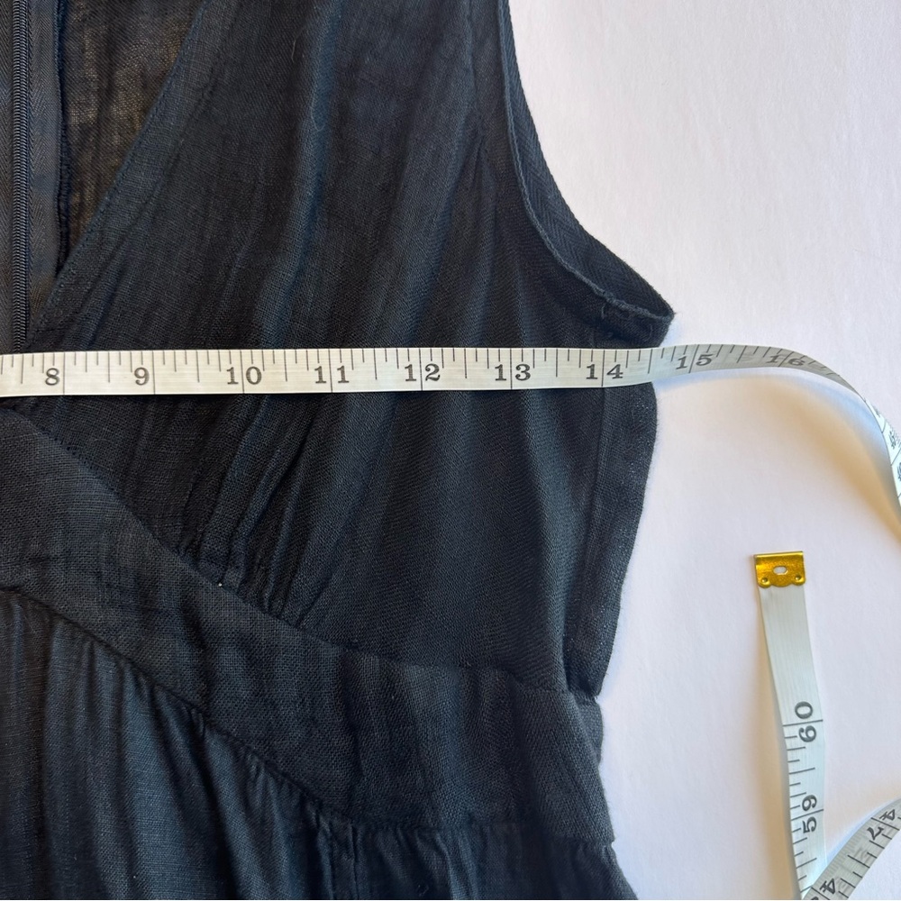 JAGA DTLA Linen Maxi Dress V Neck Full Skirt Size 3 Fitted Bodice - Picture 11 of 14